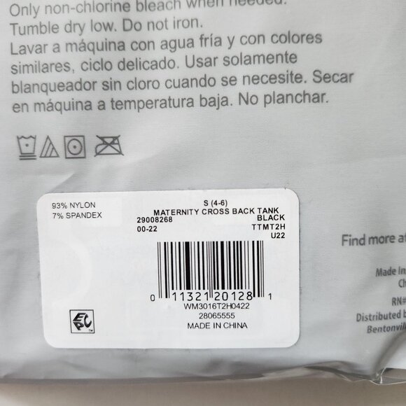 Time And Tru Maternity Black Tank Top Size S Seamless Support Soft & Comfortable - Picture 6 of 7